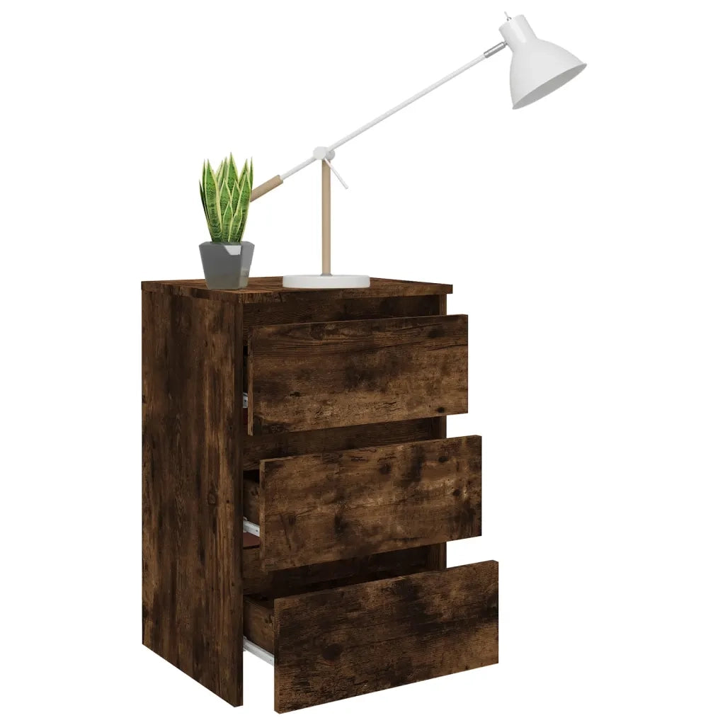 Comodino-Tavolino da notte Rovere Fumo 40x35x62,5 cm in Legno Multistrato