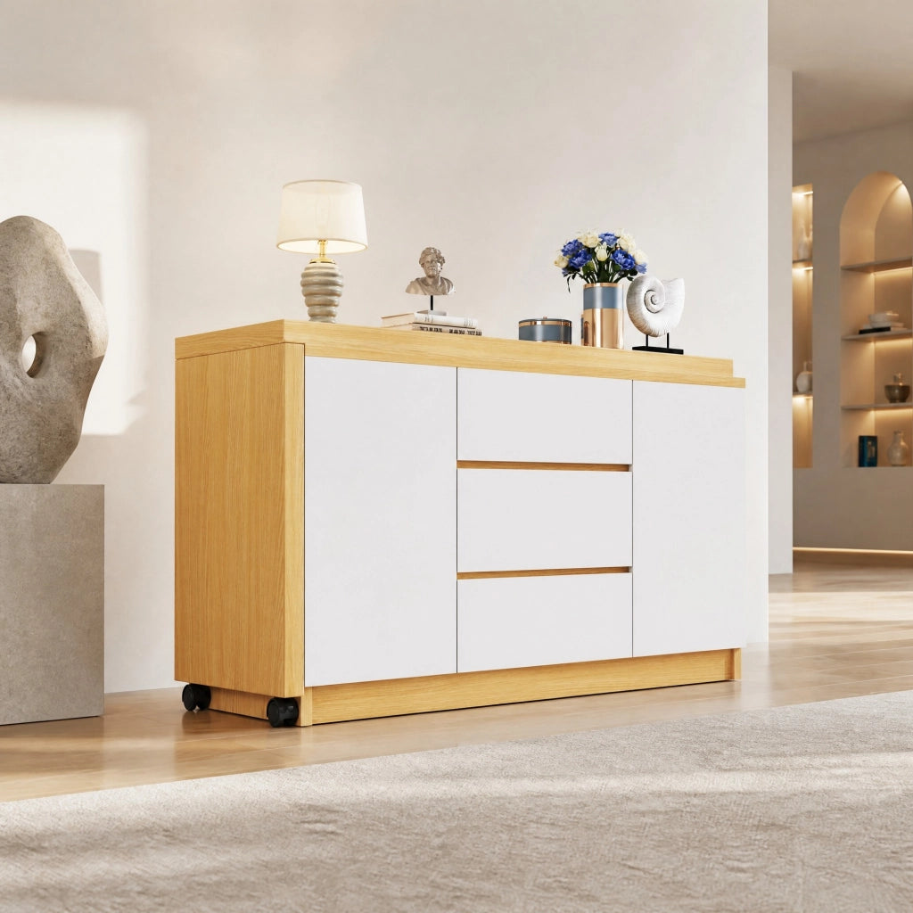 Scrivania pieghevole girevole 360° con cassetti e ante
