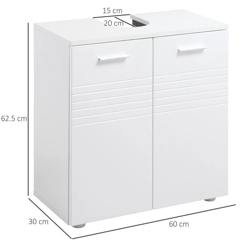 MOBILE SOTTOLAVABO BAGNO A 2 ANTE CON MENSOLA REGOLABILE 60X30PX62.5CM BIANCO