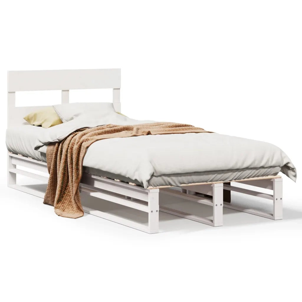 Letto senza Materasso-Struttura Letto Bianco 90x200 cm Legno Massello di Pino 836426
