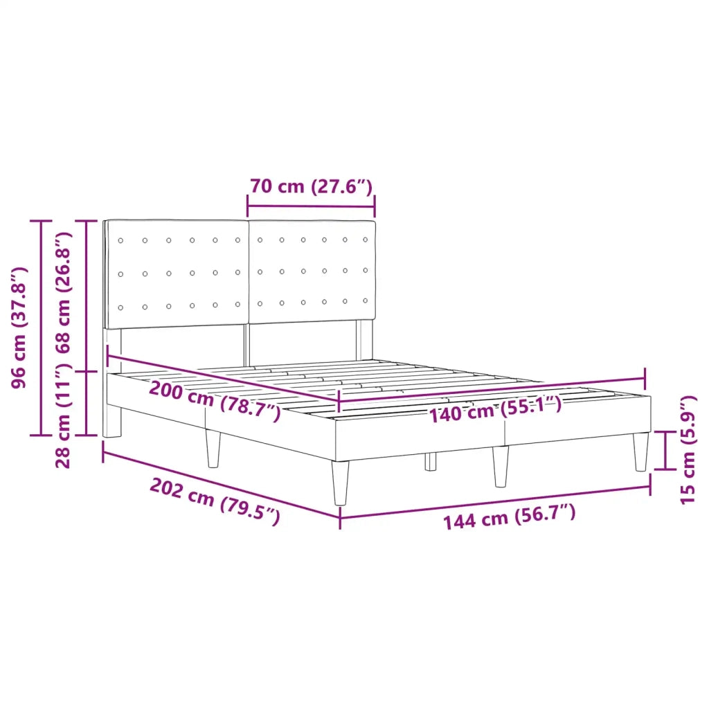 Struttura del letto Grigio Scuro 140 x 200 cm Tessuto 42027798