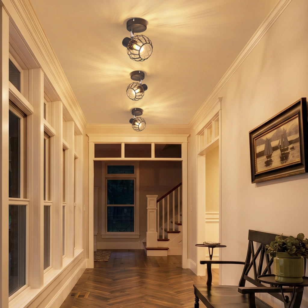 ZMH Faretto da soffitto 1 Luce Nero E14 Metall Orientabile 350¡ã per Corridoio Cucina Camera Senza Lampadina