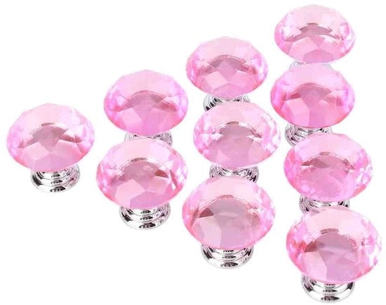 Pomello di Cassetta 30mm - Vetro Rosa - Maniglioni di Cassetta - Traghetto - Maniglioni di Cassetta - Progettazione Stilistica - Elevata Qualità - Maniglioni di Cassetta con Vetro Rosa - Modello 30mm