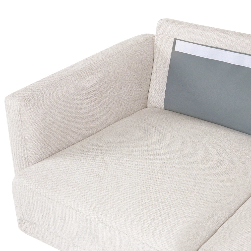 Divano angolare sinistro in poliestere beige Divano a 4 posti imbottito con gambe in metallo, tessuto e schienale imbottito, moderno e minimalista