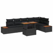 Set da Pranzo per Giardino con cuscino 7 pcs Nero e Marrone 3350075