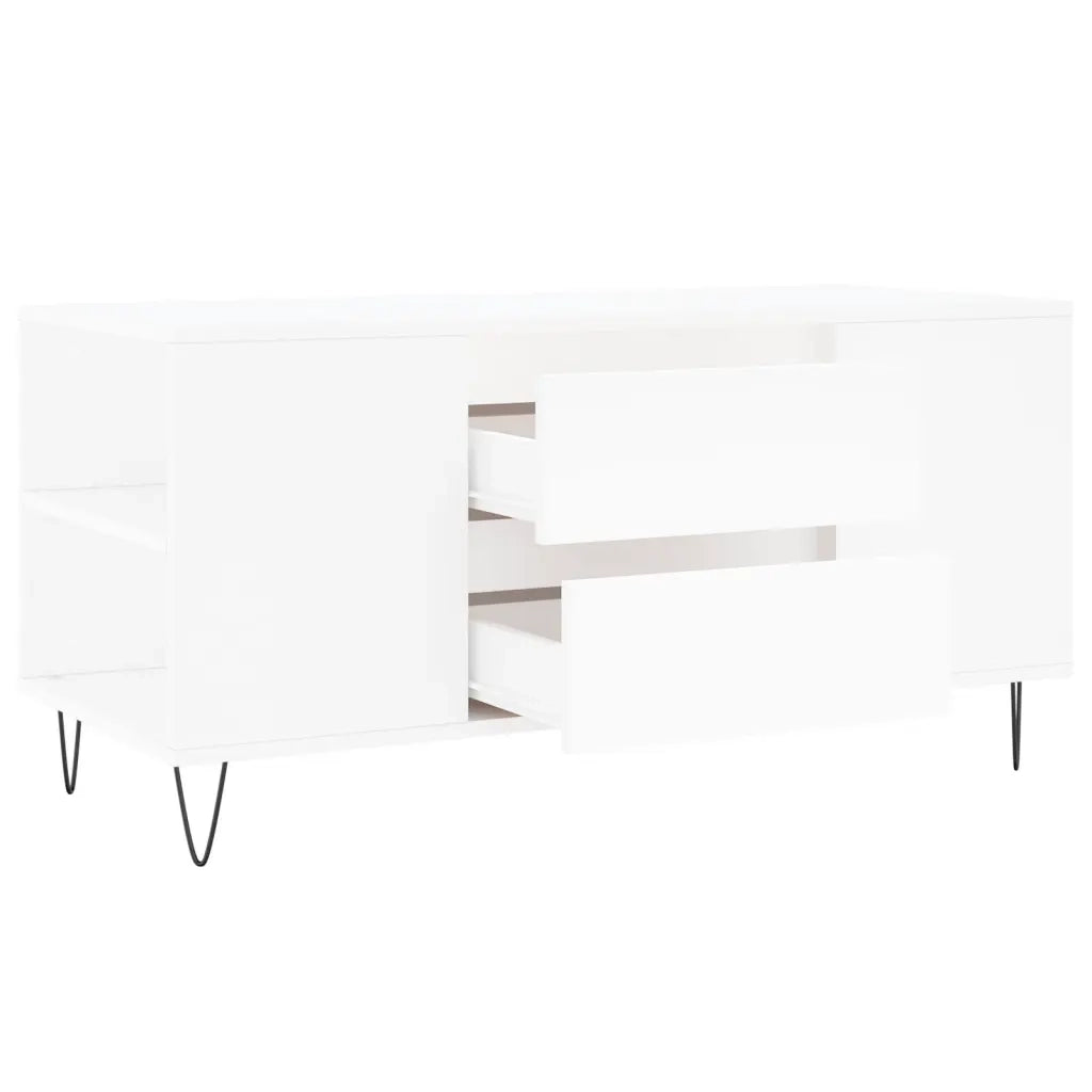 Tavolino da Salotto Bianco 102x44,5x50 cm in Legno Multistrato 830996