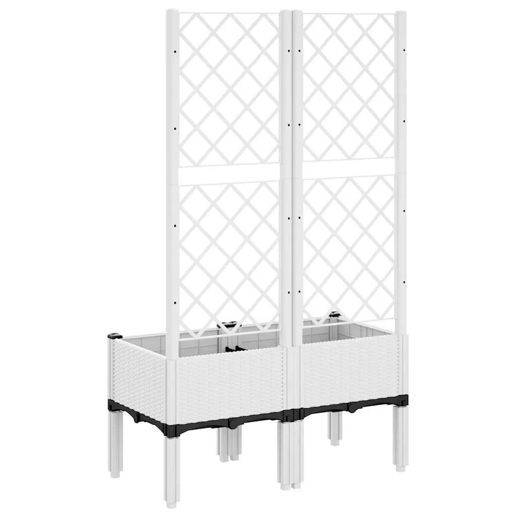 Fioriera | Cassetta per fiori | Vaso da Giardino con Graticcio Bianco 80x40x142 cm PP