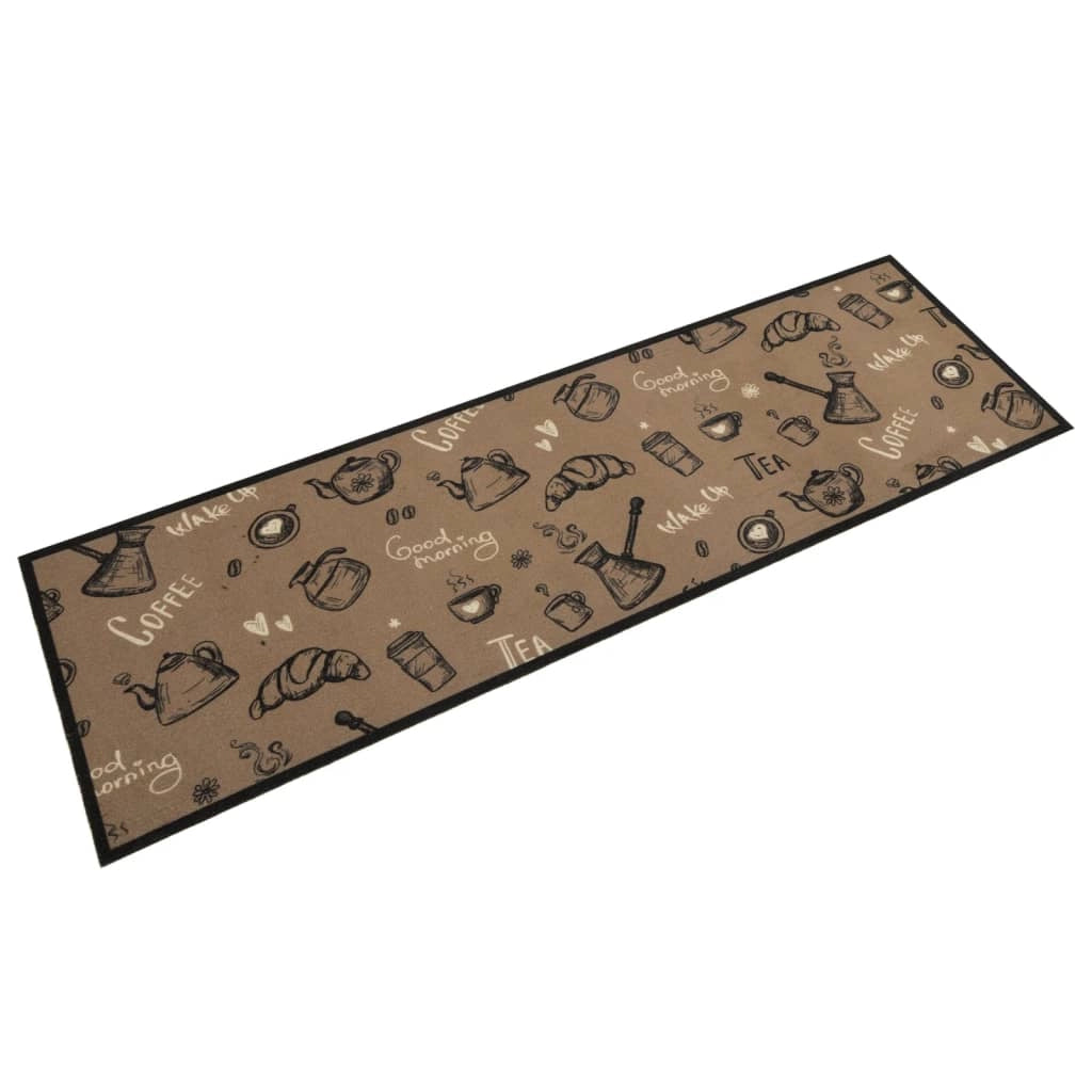 Tappetino da cucina lavabile design elegante 150 x 45 cm antiscivolo morbido velluto marrone 02_0056426
