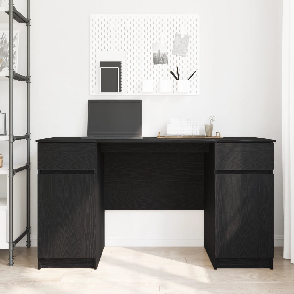 Scrivania  Nero Rovere 140x49x76 cm Legno ingegnerizzato