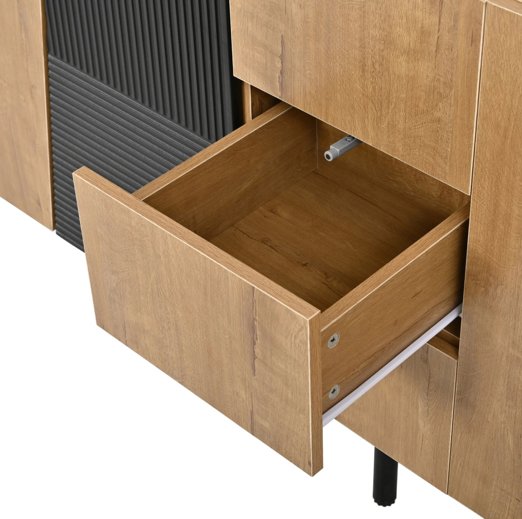 Sideboard con 4 ante e 3 cassetti in legno e metallo 160x40x80 cm