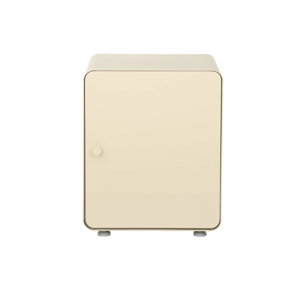 Comodino industriale in acciaio 1 anta, beige