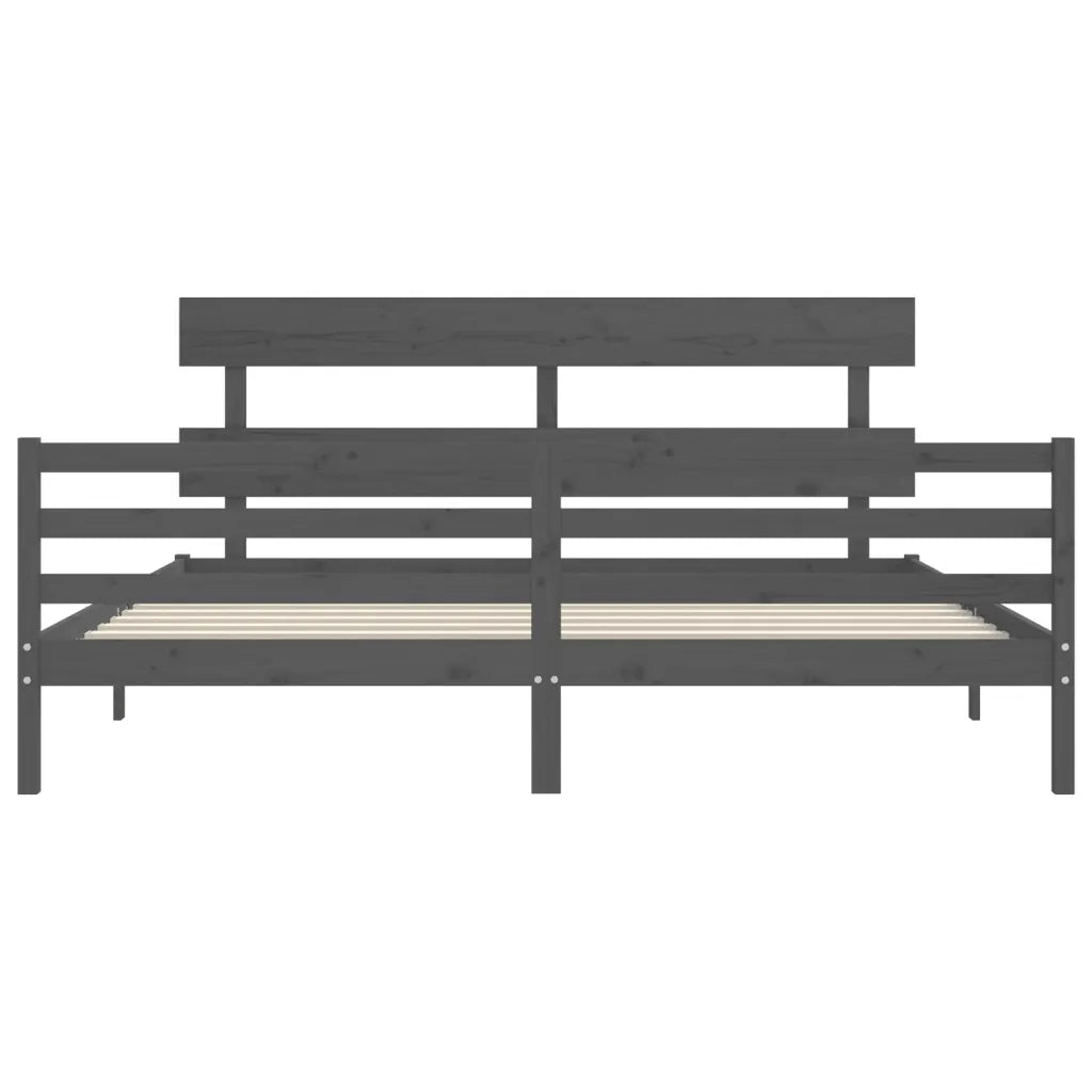 Giroletto con Testiera-Struttura Letto con testiera Grigio 200x200 cm in Legno Massello 892364