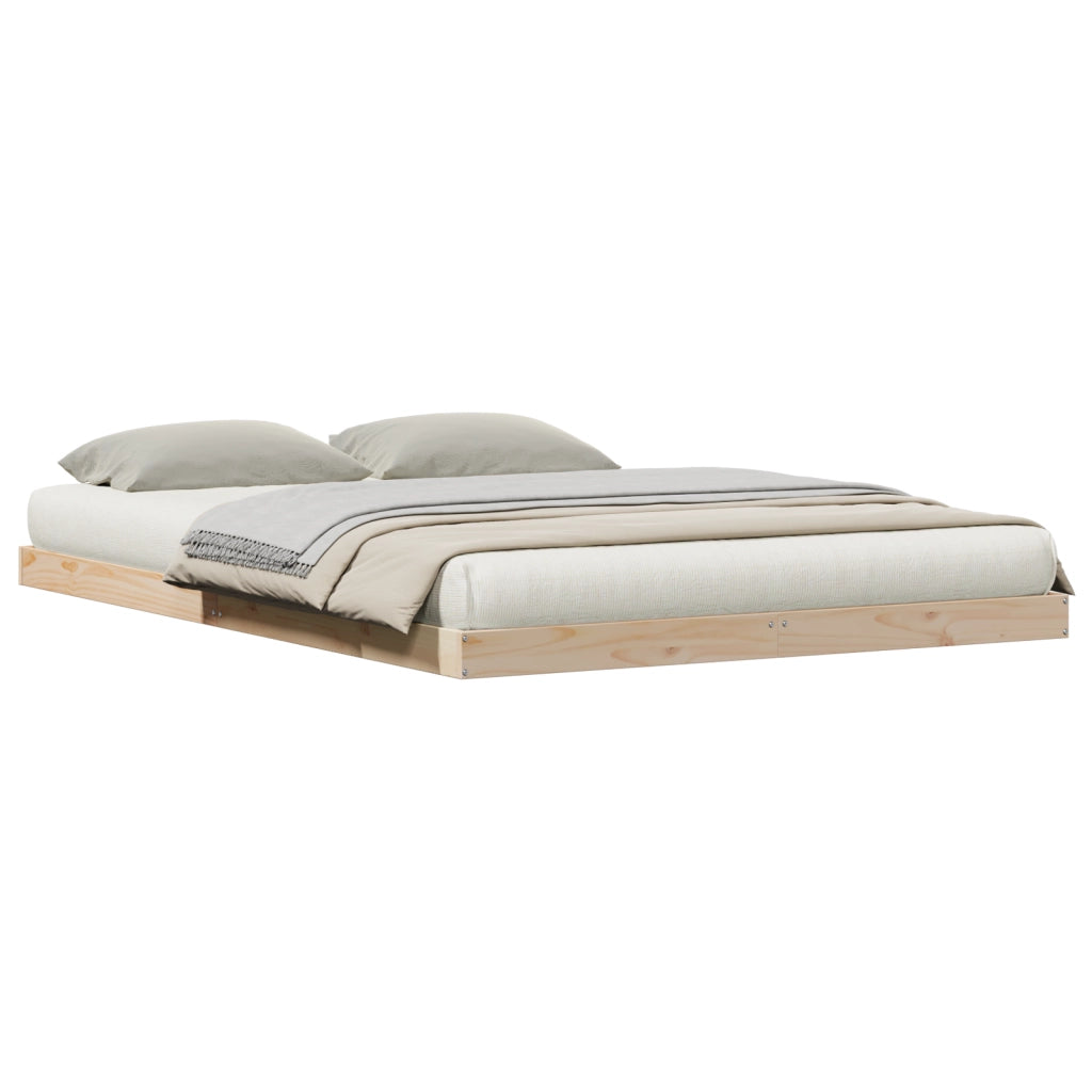 Struttura del Letto a Terra  Bianco 160x220 cm in Legno Massello di Pino