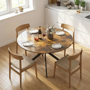 TAVOLO ROTONDO da pranzo 120 cm per 4 persone stile industriale legno marrone rustico