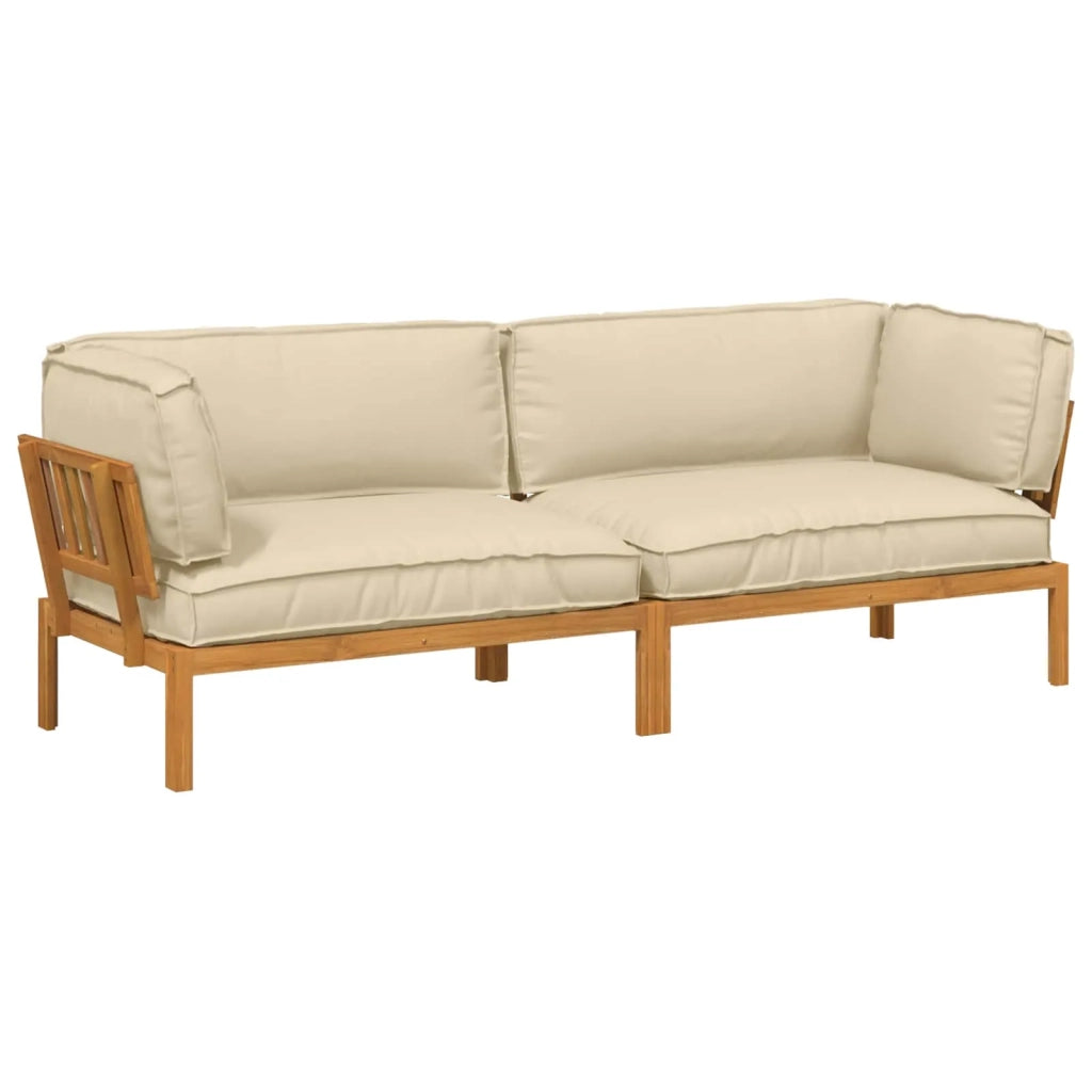 Set di divani con cuscino 2 pcs Beige Legno di Acacia Massello 3418527