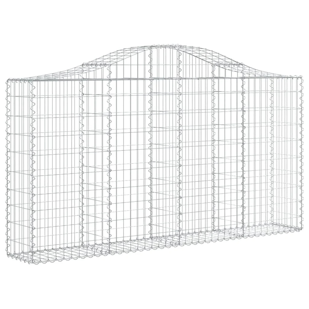 Cestini gabbioni recinzione a gabbia muro di contenimento ad arco 1 set da 2 200 x 30 x 100/120 cm ferro zincato argento 02_0040511
