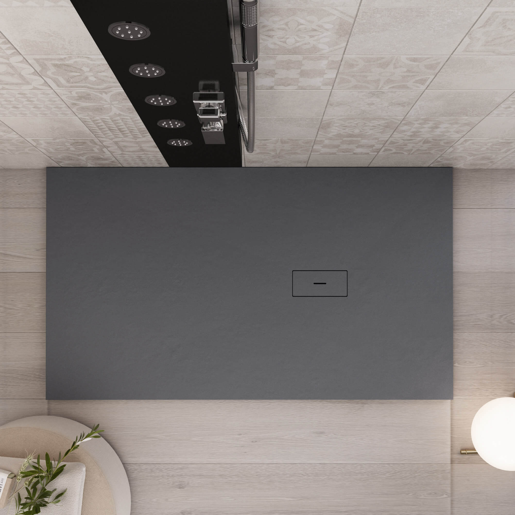 Piatto Doccia in Pietra 90x160 cm Bonussi Manila Antracite