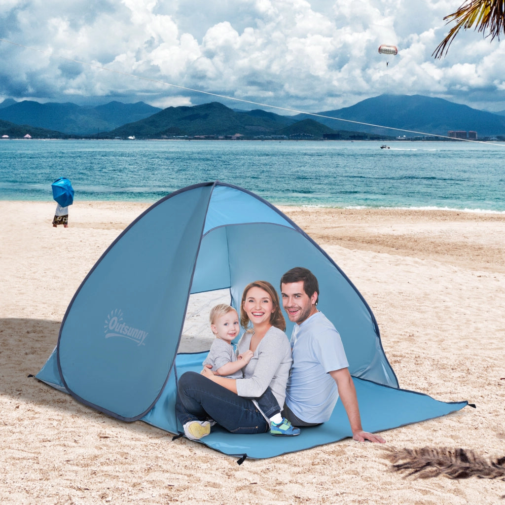 Tienda da spiaggia pop-up per 2-3 persone con protezione UV ¨C Zephmum ¨C 200x150x119 cm blu