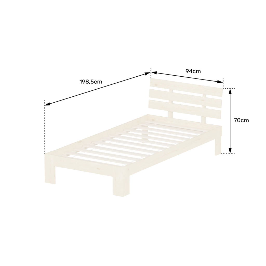Letto in legno con testiera 90x190cm bianco FINN