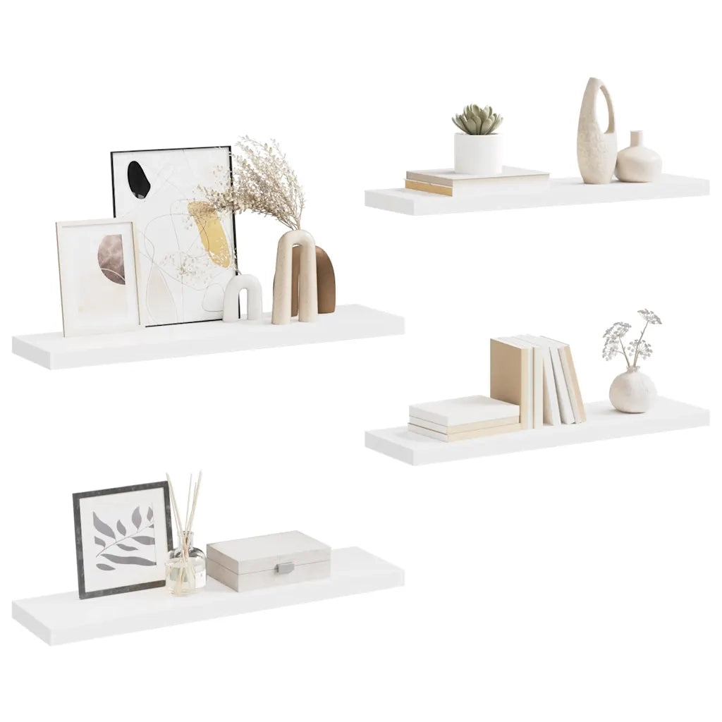 Scaffali a Parete 4 pz Bianchi 90x23,5x3,8 cm in MDF cod mxl 33114