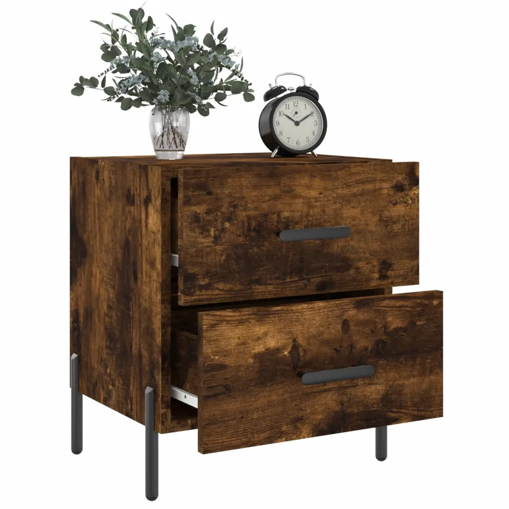 Comodini 2 pz Rovere Fumo 40x35x47,5 cm in Legno Multistrato