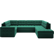 Divano ad angolo convertibile MONTEZA verde 299 cm con contenitore e letto