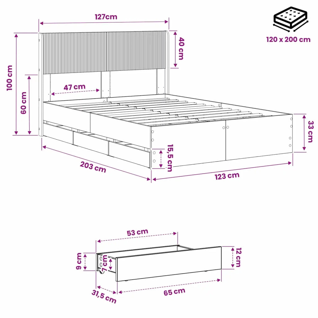 Struttura del letto con stoccaggio e testata Artisan Oak 3445804