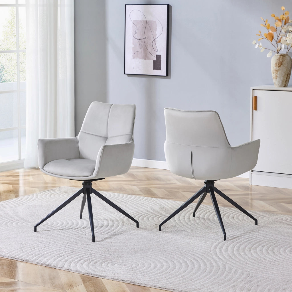 SEDIA Girevole 360° 85 cm Tessuto Grigio Chiaro e Metallo Nero