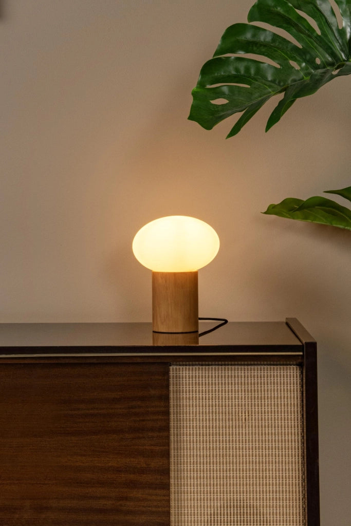 Lampada da tavolo BIRTLE 1xE27 legno chiaro vetro opale