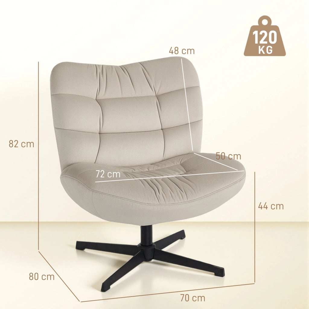 Poltrona girevole senza braccioli in tessuto boucl¨¦ ¨C zephmum ¨C crema 70x80x82cm