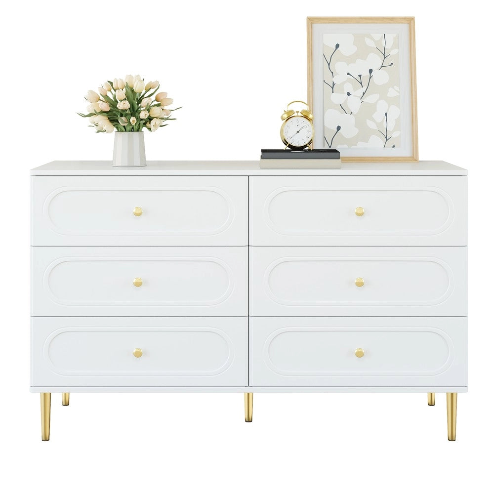 Credenza con 6 Cassetti ¨C MINIMAL ¨C Bianco, Metallo, Moderno, Soggiorno