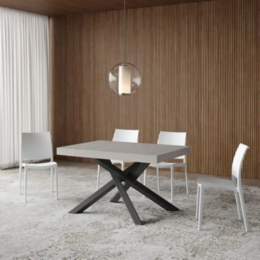 Tavolo allungabile 130/390x90 cm Volantis cashmere telaio Antracite