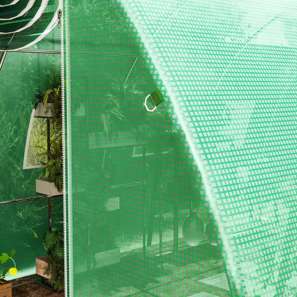 Telo Serra in Polietilene con 8 Finestre e Porta Avvolgibile ¨C zephmum ¨C Verde 4x3x2 m