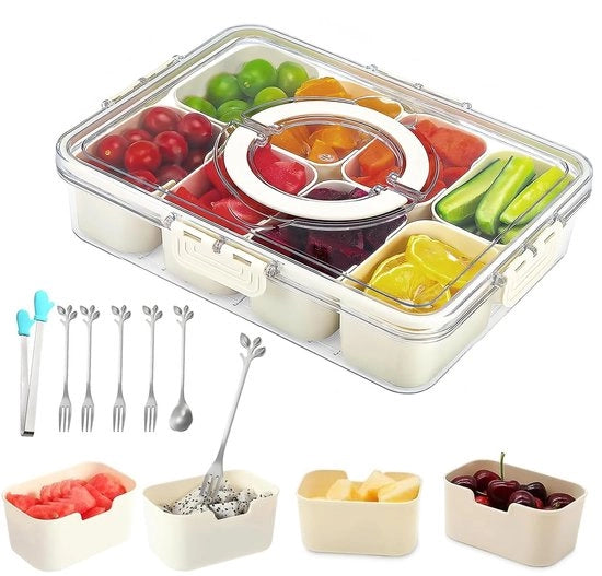 Scatola di snack grande - Scatola di snack con contenitori - Scatola di snack riutilizzabile - Scatola di snack con coperchio - Scatola di snack portatile - Realizzata in PP e PET di alta qualità