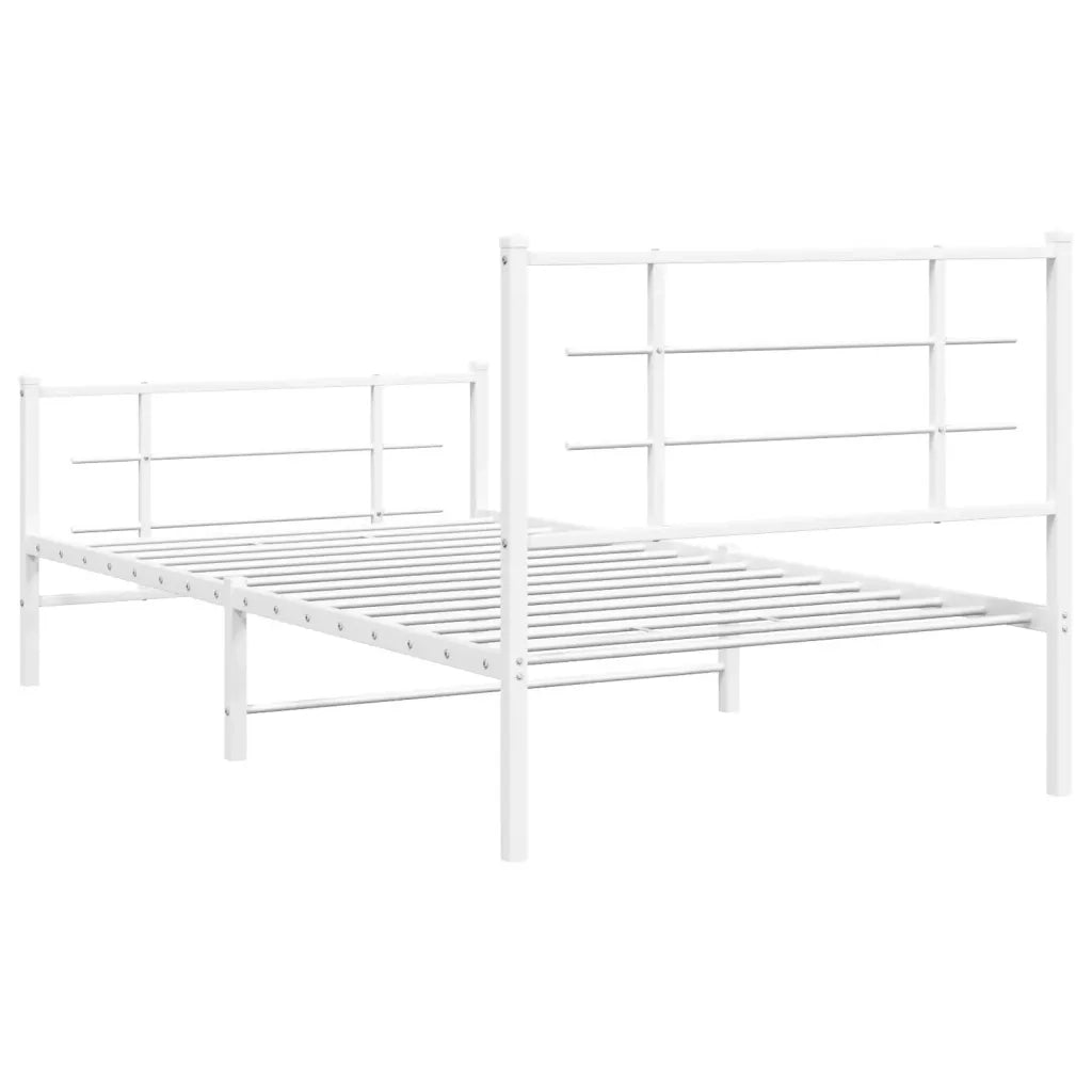 Giroletto con Testiera e Pediera Metallo Bianco 100x200 cm 355623