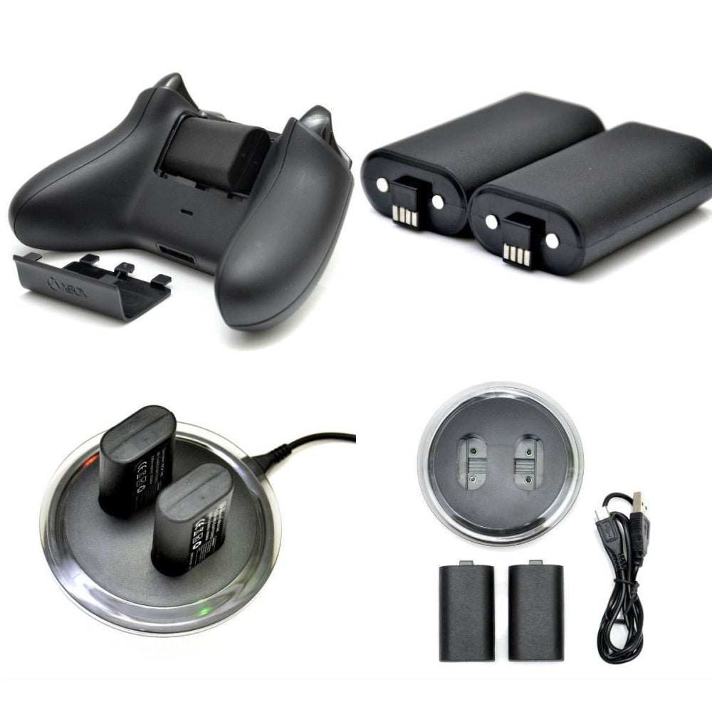 Trade Shop - 2x Batteria Ricaricabile + Di Ricarica Dock Stazione Per Xbox One Joystick -
