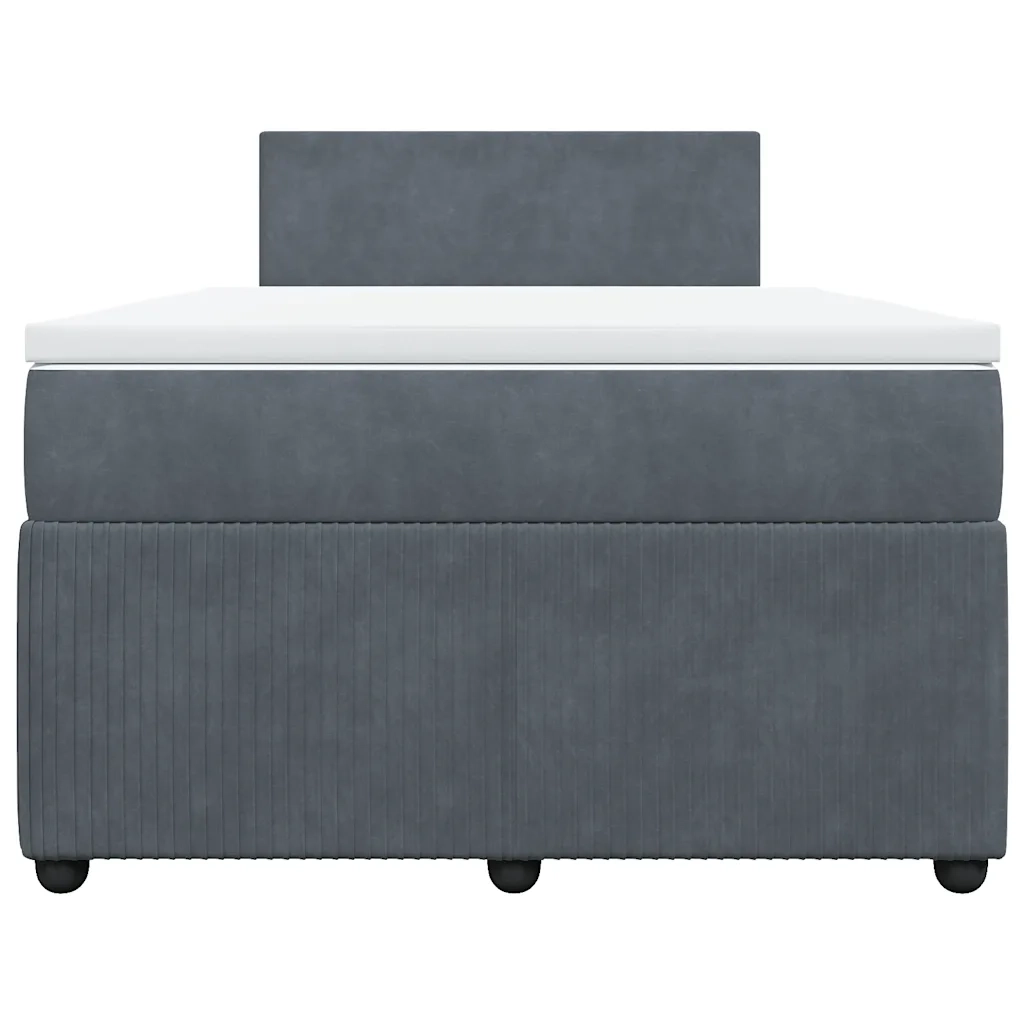 Giroletto a Molle con Materasso Grigio Scuro 120x190 cm Velluto