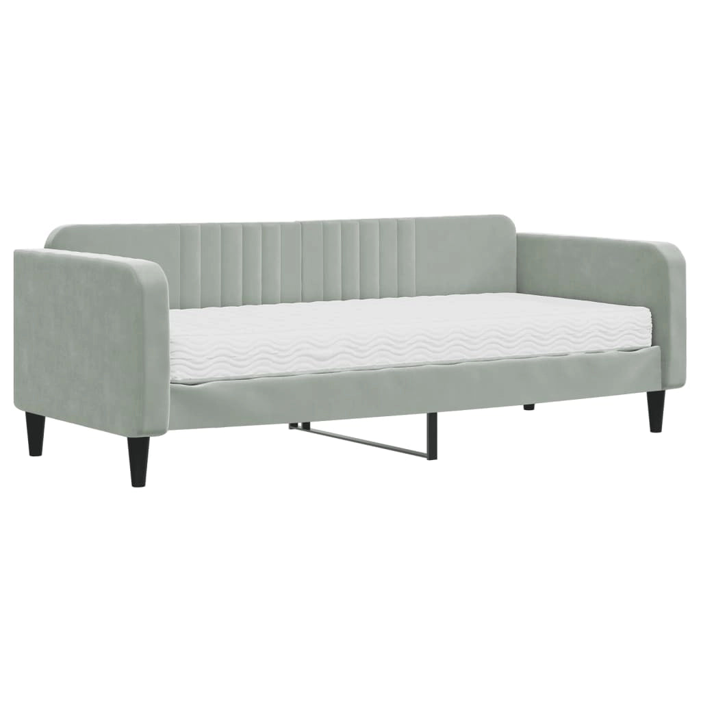 Divano Letto con Materasso Grigio Chiaro 90x200 cm in Vellutocod mxl 98455