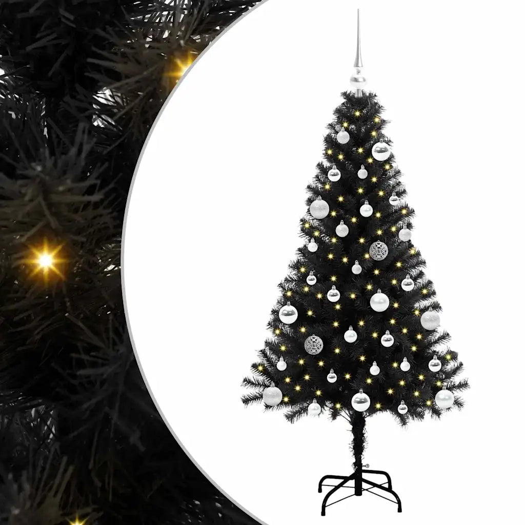 Albero di Natale | Decorazioni natalizie con 150 LED con supporto Nero 150 cm PVC