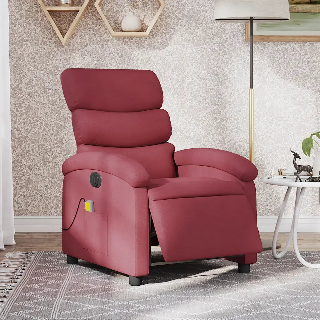 Poltrona Massaggiante | Sedia Relax Reclinabile Elettrica Rosso Vino Tessuto