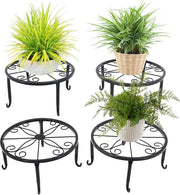 Supporto per piante in metallo - 4 pezzi - Supporto per piante in ferro - Interno esterno - Pianta di giardino - Supporto per vaso di fiori - Nero