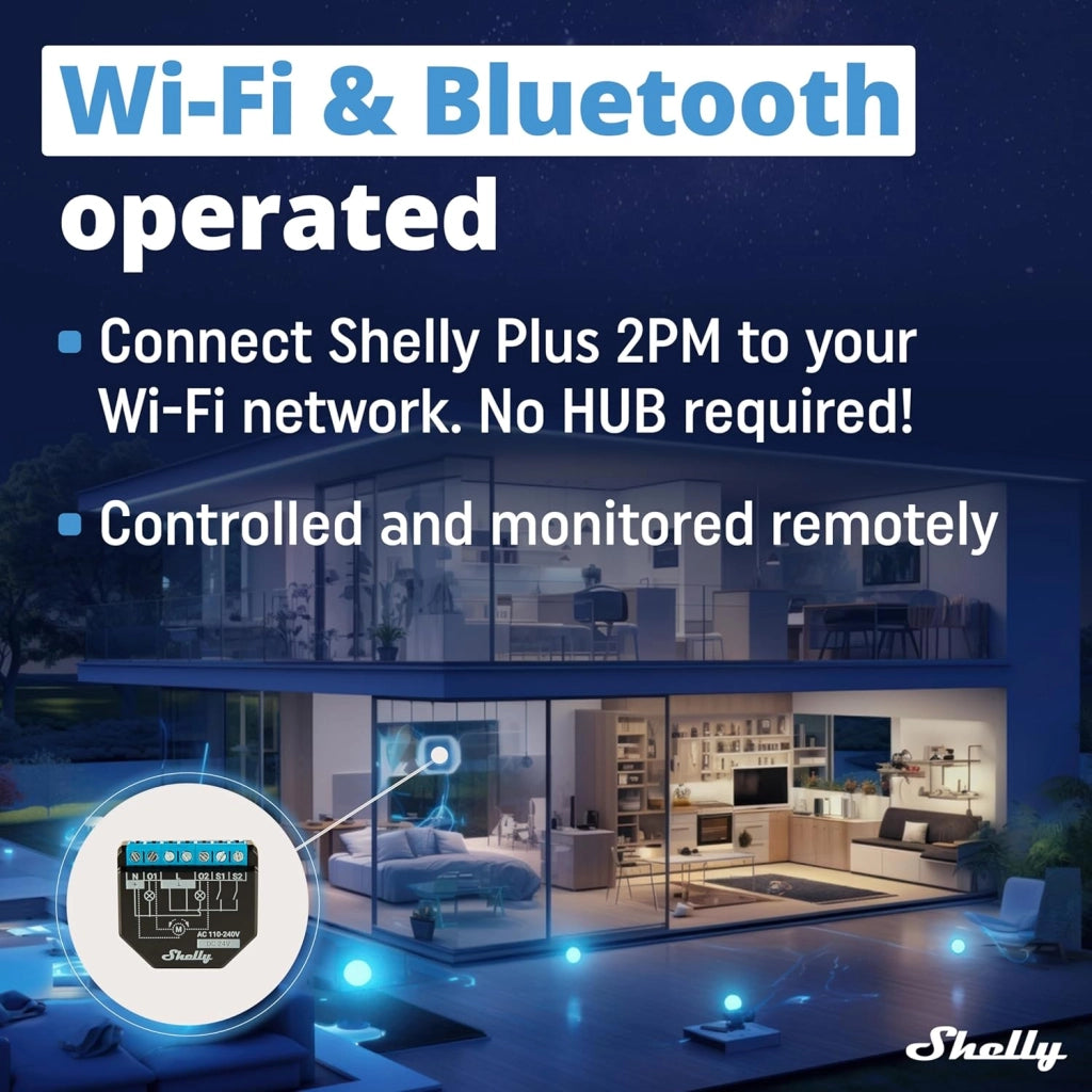 Shelly Relè interruttore a due canali. Wi-fi e bluetooth. Shelly Plus 2PM Pack x2