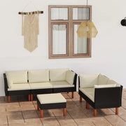 Set Divani da Giardino 6 pz con Cuscini in Polyrattan Nero cod mxl 40511