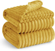 Deconfortevole deken 220x240 - deken per letto, deken di lana e deken di fleece, deken per divano, morbido, caldo, deken di corduroy ruvido per decorazione di camera, deken per salotto e deken per soggiorno, grande deken XXL, giallo, 220 x 240 cm