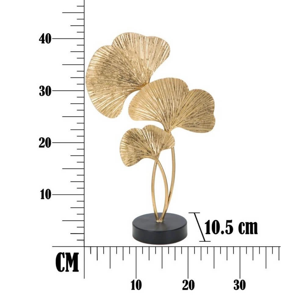 Soprammobile moderno in metallo dorato con foglie di ginko - GINKIS