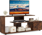 Mobile Porta TV, per TV Fino a 55'', Console Media a 3 Ripiani Asimmetrici con Ripiani di Stoccaggio e Armadietto, Mobile TV con Cassetto, 5 Gambe di Supporto (Industriale)