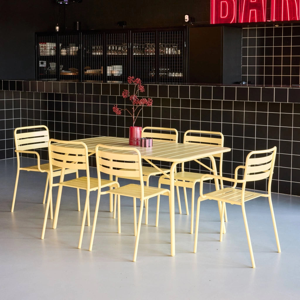 Set tavolo da giardino pieghevole in acciaio con 2 poltrone e 4 sedie,