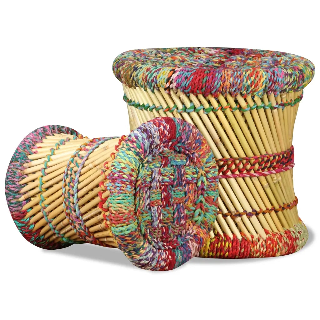 Sgabello con Motivi Chindi 2 pz Multicolore in Bamb¨´ CFW8211226