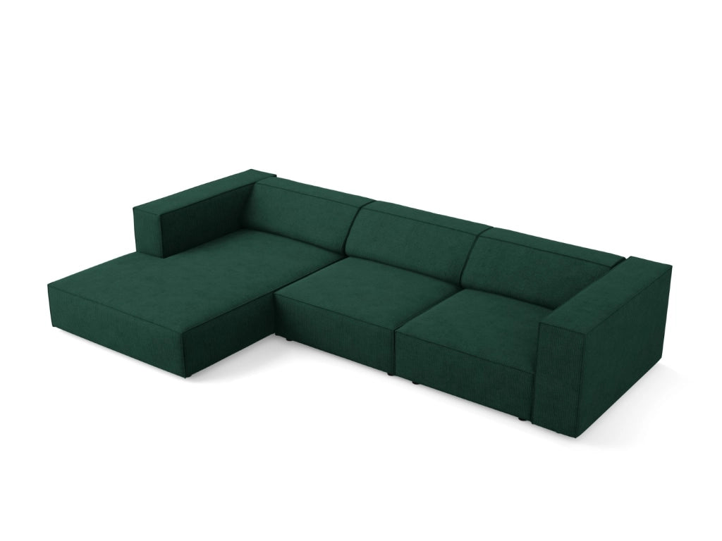Cosmopolitan Design - Divano angolare sinistro "Arendal" 4 posti in ciniglia con effetto a coste verde bottiglia 