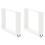 Set di 2 gambe per tavolino a forma di U 50 x 30 cm struttura robusta con moderni piedini livellatori in acciaio bianco 02_0057377